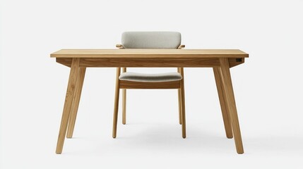 Modern Wooden Desk and Chair, Simple Minimalist Office Setup, Ideal for Home Office