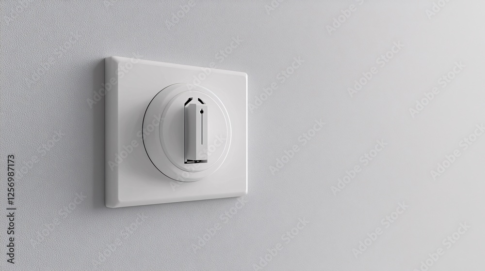 Poster controlling the light level with a white dimmer switch on a white wall