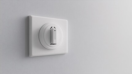 Fototapeta premium Controlling the light level with a white dimmer switch on a white wall