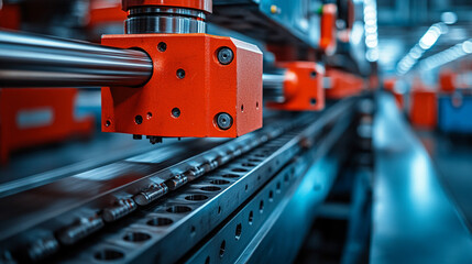 Metal products being bent on a bending machine, symbolizing precision and industrial transformation. A factory setting with a blurred modern background representing innovation and progress in manufact