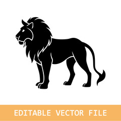 A Lion run Vector silhouette illustration of with a minimalist logo design