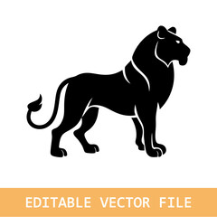 Lion Silhouette, Lion Isolated On White Background