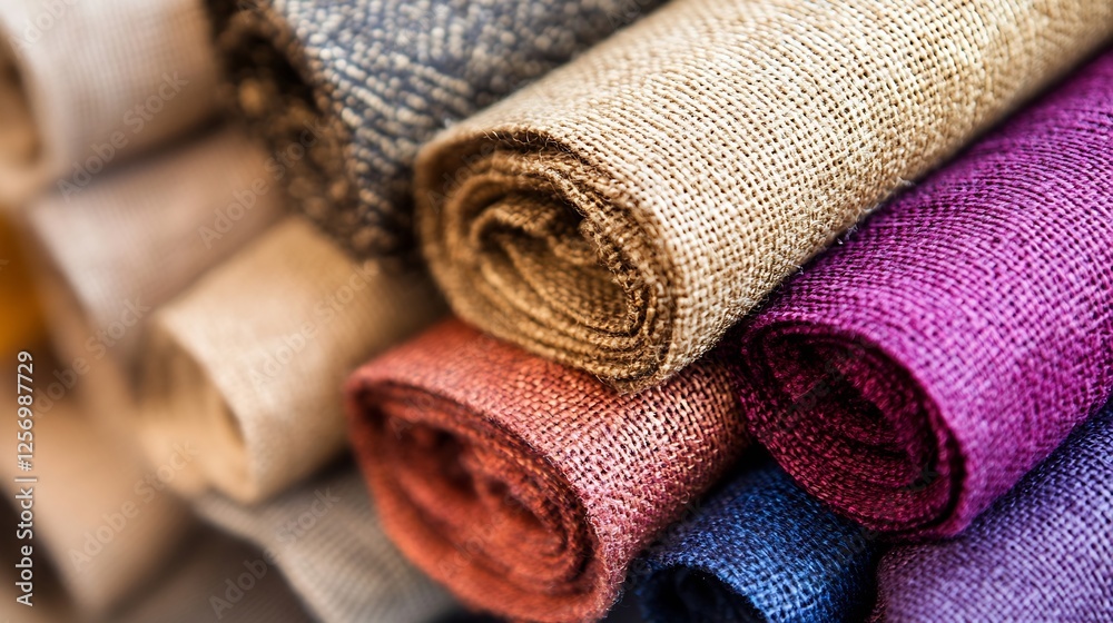 Aufkleber vibrant collection of linen fabrics rolled neatly in various colors perfect for sewing projects : ge