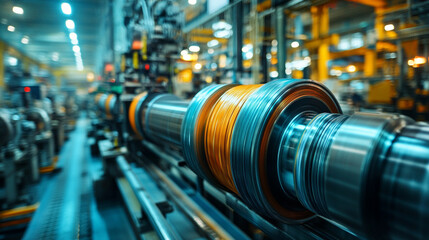 Metal products being bent on a bending machine, symbolizing precision and industrial transformation. A factory setting with a blurred modern background representing innovation and progress in manufact