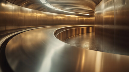 Metal products being bent on a bending machine, symbolizing precision and industrial transformation. A factory setting with a blurred modern background representing innovation and progress in manufact
