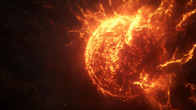 a large orange sun in the sky
