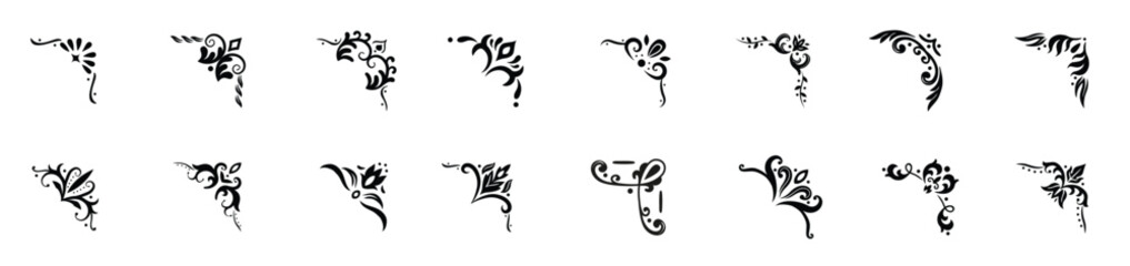 Decorative corners dividers ornamental curls border royal ornaments vintage filigree ornament corner