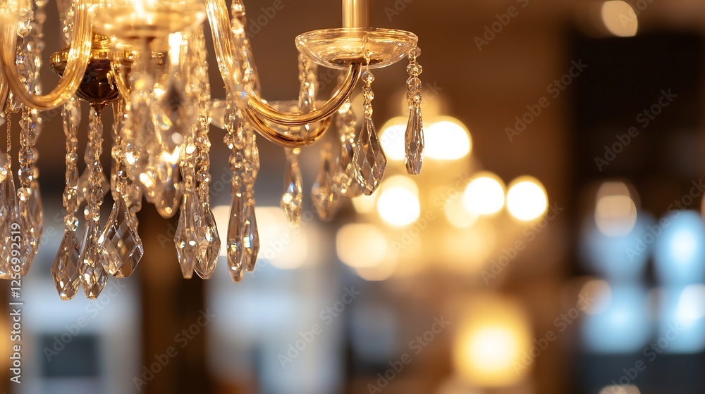 Aufkleber Gorgeous Closeup of a Sparkling Chandelier Illuminating a Luxurious Space with Elegance : Generative AI