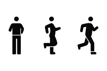Outline Human Icons – Running, Walking  Standing Silhouettes