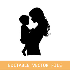Mother and Child Silhouette. Vector Illustration