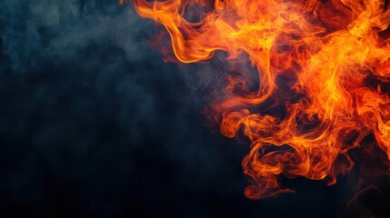 Fototapeta premium Bright flames burning intensely against a solid black background creating a dramatic visual effect