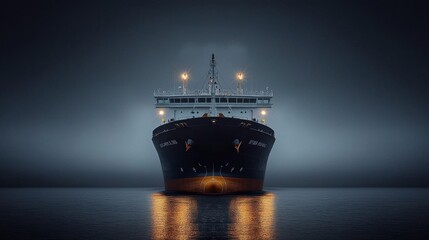 Docked ocean freighter enhancing transportation business logistics