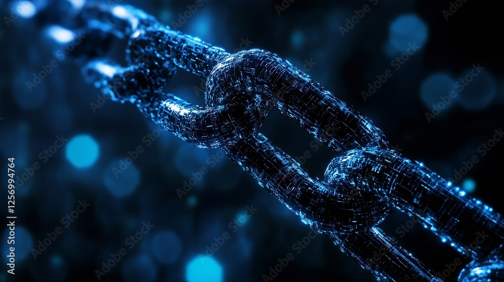 Aufkleber Digital Chain Link Symbolizing Connectivity and Security in Modern Digital Networks : Generative AI