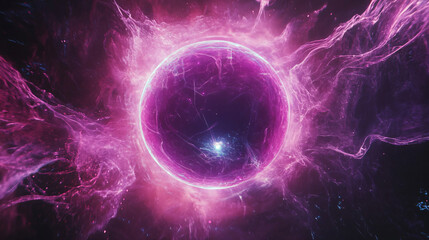 Naklejka premium a purple sphere with a black hole in the center