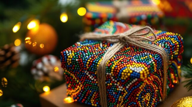 Beaded Christmas Gift Under the Tree