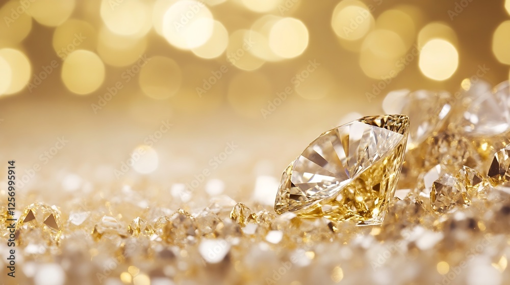 Aufkleber shimmering diamonds and sparkling crystals on golden background creating a luxurious atmosphere : ge