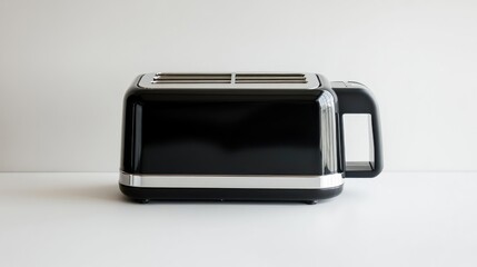 Modern Black Toaster on White Surface