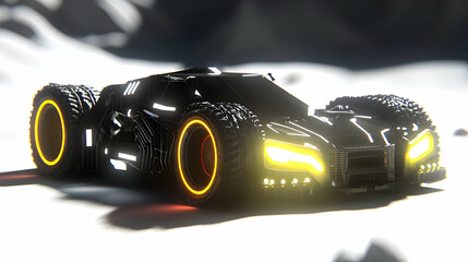 Futuristic car, snowy landscape, concept art