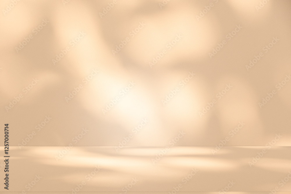 Aufkleber wall interior background, studio and backdrops show products. with leaf shadow from window color bei