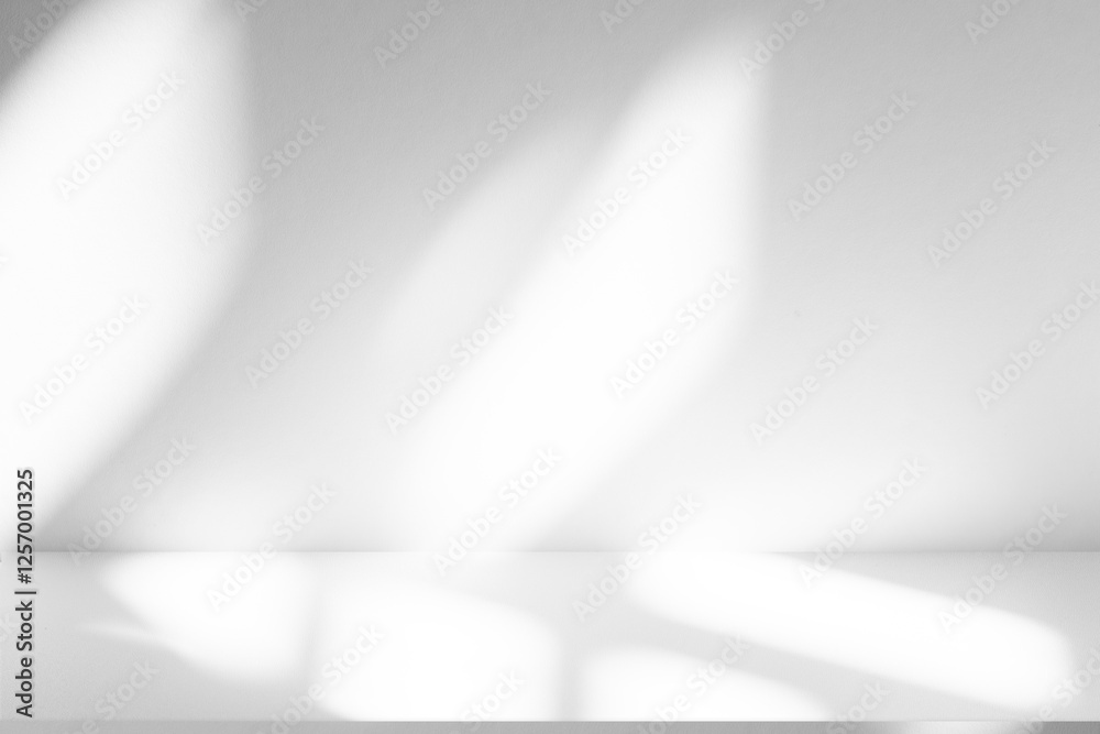 Poster Wall interior background, studio and backdrops show products.with shadow from window color white and grey. background for text insertion and presentation produc