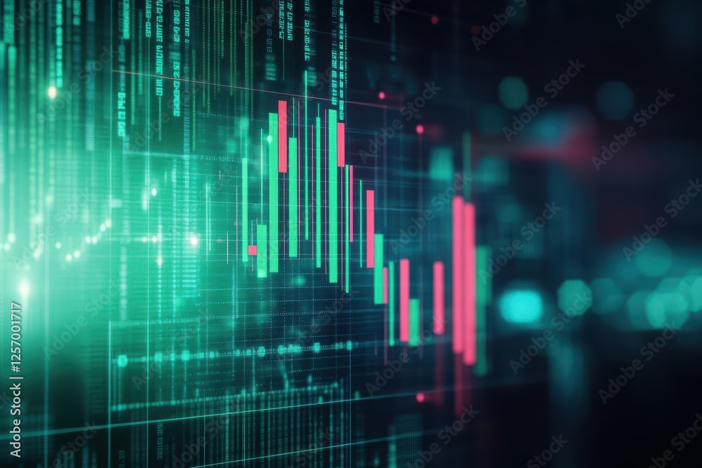 Poster Green and black background featuring binary numbers in a digital style design