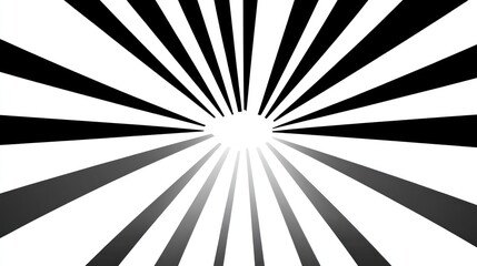 Abstract black and white radiating lines converging to a bright center, creating a dynamic and energetic visual effect.
