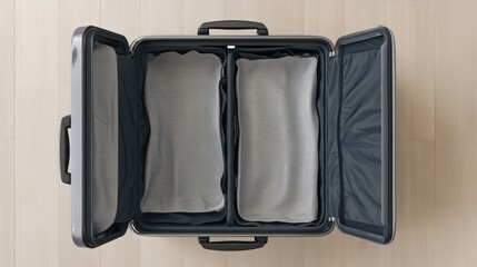 Open Suitcase on Wooden Floor