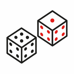 Two dice line icon isolated on white background.
