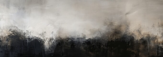Abstract Painting In Shades Of Grey And Black. Modern Art Texture. Dramatic. Perfect For Backgrounds And Designs.