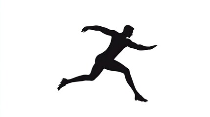 Silhouette of a runner in motion against a white background, symbolizing speed and athleticism