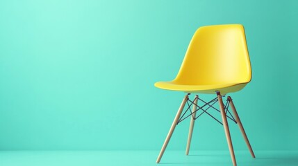 Yellow chair teal room interior design