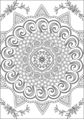 Beautiful circle mandala adult coloring page