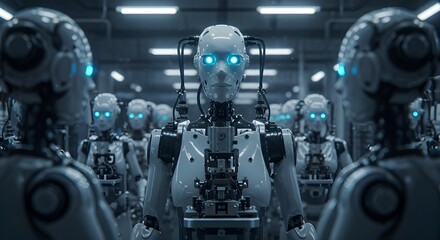 Fototapeta premium a robotic workforce in a high-tech factory