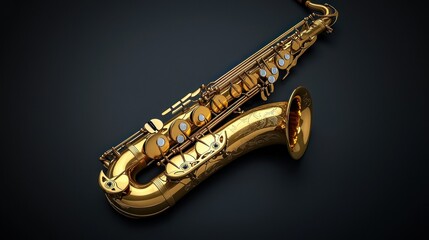 Fototapeta premium Golden Saxophone on Dark Background