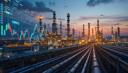 Oil pipeline and up and down graph