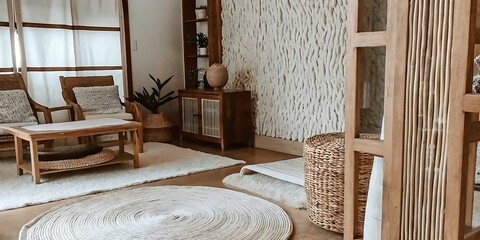 Warm and Earthy Living Room with Rustic Boho Interior Design