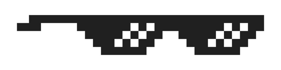 Thug life meme shades sunglasses silhouette icon symbol with pixel style cartoon vector	
