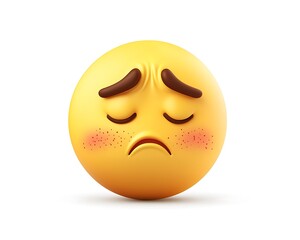 Fototapeta premium Cartoon Yellow Exhausted Face Emoticon