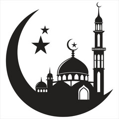 silhouette Ramadan image on white background