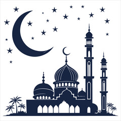 silhouette Ramadan image on white background