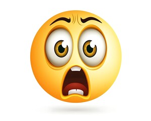 Fototapeta premium Cartoon Yellow Face Emoticon with Bulging Eyes