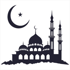 silhouette Ramadan image on white background