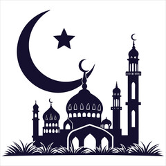 silhouette Ramadan image on white background