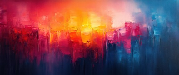 Obraz premium Dynamic Abstract Expressionism Color Mixing with Geometry on Dark Background