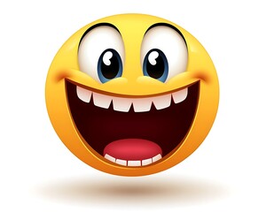 Fototapeta premium Cartoon Yellow Face Emoticon with Open Mouth