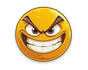 Cartoon Yellow Face Emoticon with Mischievous Smile