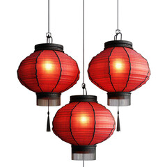 Obraz premium Chinese red lanterns isolated on transparent background