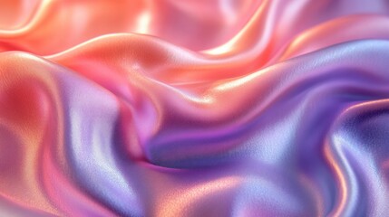 Obraz premium Colorful silky fabric draped elegantly, creating soft waves with a gradient of vibrant hues in the background