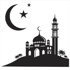 silhouette Ramadan image on white background