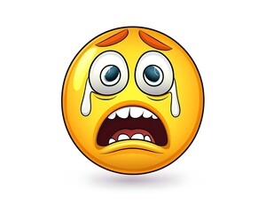 Fototapeta premium Cartoon Yellow Face with Teary Eye